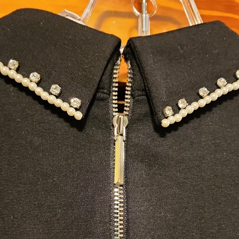 Kate Spade Fit & Flare Ponte Dress Rhinestone And Pearl Collar Embellishments